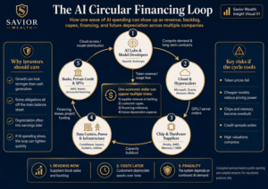 The AI Circular Financing Loop — Savior Wealth Insight visual.