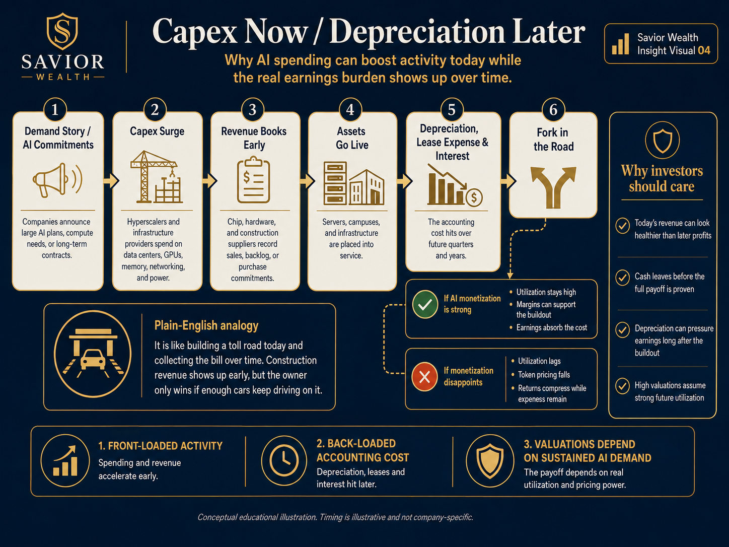 Capex Now / Depreciation Later — Savior Wealth Insight visual.